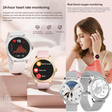Smartwatch Damen mit Telefonfunktion, 3 Uhrenarmbänder, 1.28" AMOLED Uhren Fitness Tracker mit Schlafmonitor, SpO2, Menstruationszyklus, 100+Sportmodi Diamant Smart Watch für IOS/Android