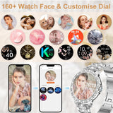 Smartwatch Damen mit Telefonfunktion Diamond,1.32" Smart Watch Damenuhr mit Anruffunktion,110 Sportmodi Uhr für Damen für Android iOS,3 Bänder