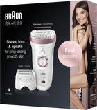 Braun Silk-épil 9 Epilierer Damen für Haarentfernung, Rasier- und Trimmeraufsatz, Micro-Grip-Pinzetten-Technologie, Hochfrequenz-Massageaufsatz