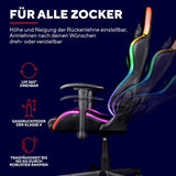 Trust Gaming GXT 716 Rizza Gaming Stuhl mit RGB LED-Beleuchtung, 350 Farben und Effekten, Höhenverstellbare Armlehnen, Rundum Drehbar, Ergonomischer Bürostuhl, Gamer Stuhl - Schwarz