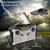 Solar Radio, AM/FM Tragbar Kurbelradio Dynamo Notfallradio mit 4000mAh Wiederaufladbare Batterie, Led Taschenlampe, SOS-Alarm für Camping, Ourdoor, Notfall