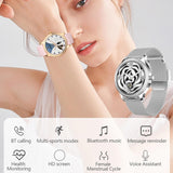 Smartwatch Damen mit Telefonfunktion, 3 Uhrenarmbänder, 1.28" AMOLED Uhren Fitness Tracker mit Schlafmonitor, SpO2, Menstruationszyklus, 100+Sportmodi Diamant Smart Watch für IOS/Android