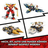 LEGO NINJAGO Ultrakombi-Ninja-Mech, 4-in-1-Spielzeug ab 9 Jahren mit Spielzeugauto, Jet und Panzer, Geschenkset mit Fahrzeugen und 7 Figuren