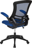 Flash Furniture Bürostuhl mit mittelhoher Rückenlehne – Ergonomischer Schreibtischstuhl mit hochklappbaren Armlehnen und Netzstoff – Perfekt für Home Office oder Büro – Blau