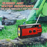 YIKANWEN Solar Radio,AM/FM Kurbelradio Tragbar USB Notfallradio mit 4000mAh Wiederaufladbare Batterie und Handkurbel Dynamo für Camping, Reisen (Rot)