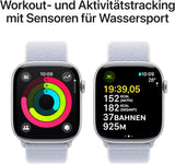 Apple Watch Series 10 (GPS 46 mm) Smartwatch mit Aluminiumgehäuse in Silber und Sport Loop in Blaue Wolke (One Size). Fitnesstracker, EKG App, Always-On Retina Display, CO2 neutral