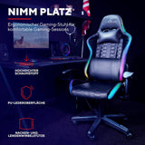 Trust Gaming GXT 716 Rizza Gaming Stuhl mit RGB LED-Beleuchtung, 350 Farben und Effekten, Höhenverstellbare Armlehnen, Rundum Drehbar, Ergonomischer Bürostuhl, Gamer Stuhl - Schwarz