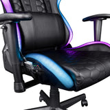 Trust Gaming GXT 716 Rizza Gaming Stuhl mit RGB LED-Beleuchtung, 350 Farben und Effekten, Höhenverstellbare Armlehnen, Rundum Drehbar, Ergonomischer Bürostuhl, Gamer Stuhl - Schwarz