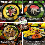 TomYang Hot Pot – Der Original Thai Grill und Hot Pot, Designed in Germany, Schweizer Antihaftbeschichtung, mehr als 100 Anleitungsvideos & Rezepte. Korean BBQ Grill, Hotpot, Mookata Thai Hot Pot Topf