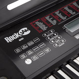 Rockjam 61 Key Touch Display Tastatur Piano Kit mit digitaler Klavierbank, elektrischer Klavierständer, Kopfhörer-Klavier-Anmerkungs-Aufkleber, Sustain Pedal & einfach Klavierunterricht