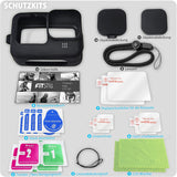 FitStill Silikon Schutzhülle für Hero 11/Hero 10/Hero 9 Black, Batterie Seitendeckel & Objektivdeckel & Displayschutz & Lanyard für Gopro Hero 11 Hero 10 Hero 9 Schwarz Zubehör Kit