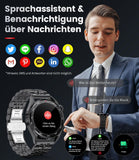Smartwatch Herren mit Telefonfunktion, 100 Sportmodi Outdoor Sportuhr 1.39 Zoll Touchscreen IP68 Wasserdicht für Android iOS mit Herzfrequenzmonitor SpO2 Schlafmonitor 360mAh, Schwarz