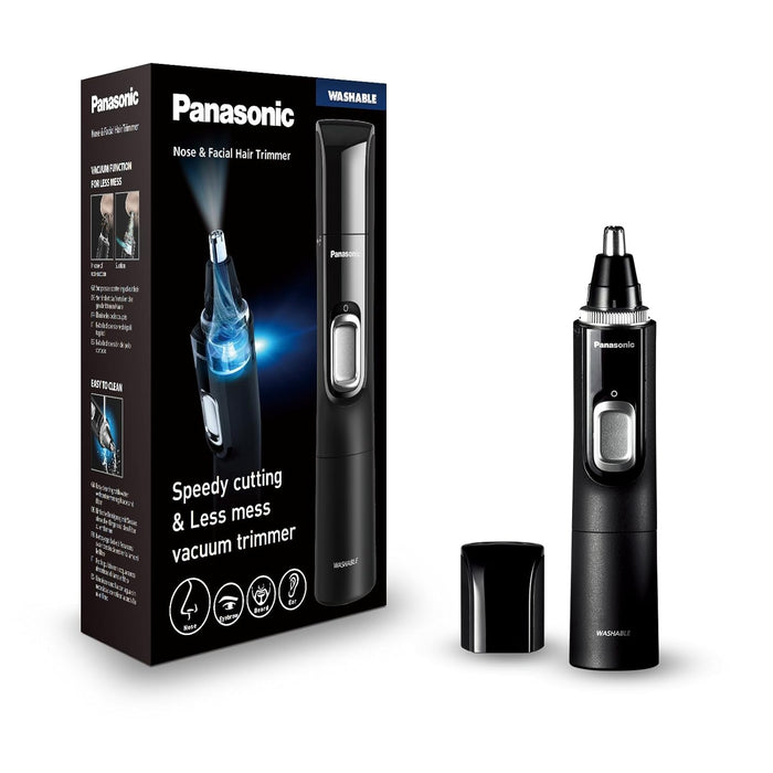 Panasonic Nasenhaarschneider für Männer, Premium-Elektrorasierer, Nasen-, Ohren- und Augenbrauen-Trimmer, wasserdicht, batteriebetrieben, Schwarz