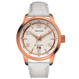 NAUTICA A15025G RoseGold, weiß Lederband, 100M, 46mm Uhr ÖZEN SAAT 656086043838