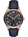 Emporio Armani Watch for Men, Quartz Three Hand Date Movement and 43mm Case Size with Leather Strap