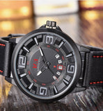 Armbanduhr für Männer Automatisch-mechanische Uhr Lederarmband Datumsanzeige Tagesanzeige 3 ATM Wasserdicht Leuchtender Zeiger modische Quarzuhr