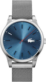 Lacoste 2010966 Analog Quarzuhr für Herren mit Silbernes Edelstahl-Mesh-Gliederarmband ÖZENSAAT