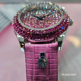 Burgmeister Damenuhr Rainbow mit Pink Echtlederarmband ÖZENSAAT