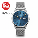 Lacoste 2010966 Analog Quarzuhr für Herren mit Silbernes Edelstahl-Mesh-Gliederarmband ÖZENSAAT