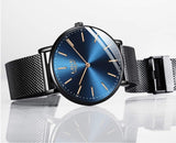 Herren Armbanduhr, schwarz, ultradünn, Edelstahl, modisch, einfach, für Männer, Business, analog, Quarz #ÖZENSAAT