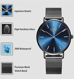 Herren Armbanduhr, schwarz, ultradünn, Edelstahl, modisch, einfach, für Männer, Business, analog, Quarz #ÖZENSAAT