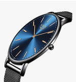 Herren Armbanduhr, schwarz, ultradünn, Edelstahl, modisch, einfach, für Männer, Business, analog, Quarz #ÖZENSAAT