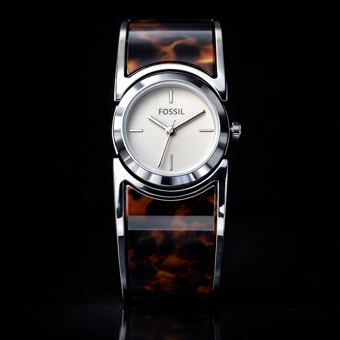 FOSSIL ES2486 Damen Armbanduhr – Edelstahl & Tortoise, Elegant