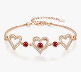 Armband Damen 925 Sterling Silber Herz Rosegold Geschenk für Sie Geburtsstein Armbänder Frauen Schmuck Weihnachten Valentinstag Geburtstags Muttertags