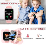 Smartwatch Kinder-Uhr Telefon für Mädchen und Jungen mit Spiele Anruffunktion SOS Kamera Musik Schrittzähler Taschenlampe Wecker-Kids smart Watch telefonieren Geschenk für 4-10 Jahre (Rosa)