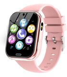 Smartwatch Kinder-Uhr Telefon für Mädchen und Jungen mit Spiele Anruffunktion SOS Kamera Musik Schrittzähler Taschenlampe Wecker-Kids smart Watch telefonieren Geschenk für 4-10 Jahre (Rosa)