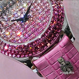 Burgmeister Damenuhr Rainbow mit Pink Echtlederarmband ÖZENSAAT