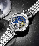 Stuhrling 988B Automatikuhr 46 mm, Skelett-Zifferblatt, Mondphasenanzeige ÖZENSAAT