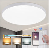 LED Deckenleuchte Dimmbar mit Fernbedienung APP 24W, Deckenlampe Led Dimmbar IP44 Audor Wohnzimmerlampe Lichtfarbe und Helligkeit Einstellbar Idear für Schlafzimmer Kücke Bad Kinderzimmer Büro, Ø33cm