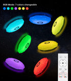 LED Deckenleuchte Dimmbar mit Fernbedienung | 24W RGB Deckenlampe mit 7 Lichtfarben | 3 Farbtemperaturen | Sternenhimmel | 34x7cm Flimmerfrei Deckenleuchten für Wohnzimmer, Kinderzimmer