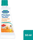 Dr. Beckmann Fleckenteufel Fetthaltiges & Saucen | Spezialfleckentferner gegen Fettflecken, Schokoladen-Flecken, u.v.m. | 50 ml