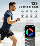 Smartwatch Herren mit Telefonfunktion,1.85" Fitnessuhr mit SpO2/Herzfrequenz Monitor,Blutdruckmessgerät,123 Sportmodi,Mehrsprachig,IP67 Wasserdicht Smart Watch für Android iOS Grau