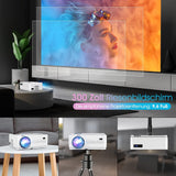 WiFi Beamer, 9000LM Full HD,Native 1080P Heimkino-Beamer, 250" Dispaly Video-Beamer mit Keystone-Zoom, Tragbarer Bluetooh Projektor mit Tragetasche, kompatibel mit Smartphone, TV-Stick, HDMI