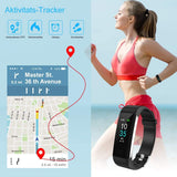 Fitness Armband Wasserdicht IP68 | Fitness Tracker Uhr | Smartwatch Schrittzähler Aktivitätstracker | Kalorienzähler Sportuhr eingebautes GPS, S2-Version, Schwarz