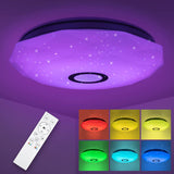 LED Deckenleuchte Dimmbar mit Fernbedienung | 24W RGB Deckenlampe mit 7 Lichtfarben | 3 Farbtemperaturen | Sternenhimmel | 34x7cm Flimmerfrei Deckenleuchten für Wohnzimmer, Kinderzimmer