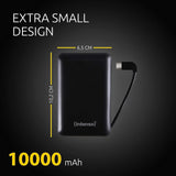 Intenso Powerbank XC10000, externes Ladegerät, integriertes USB Type C Ladekabel (10000mAh, geeignet für Smartphone/Tablet PC/MP3 Player/Digitalkamera)  ÖZENSAAT