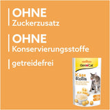 GimCat Käse Rollis - Getreidefreier und vitaminreicher Katzensnack mit echtem Hartkäse - 8er Pack (8 x 40 g)