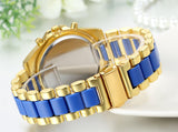 Herren Armbanduhr, Analog Quarz, Business Casual Edelstahl Armband Uhr mit Römischen Ziffern Zifferblatt, Gold Schwarz Blau Weiss ÖZENSAAT