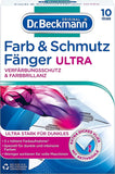 Dr. Beckmann Farb & Schmutzfänger Ultra | langanhaltender Farbschutz für dunkle Wäsche und intensive Farben | ultrastark und mit Aktivkohle für Farbbrillianz | 10 Tücher