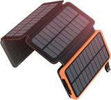 Solar Powerbank 25000mAh Tragbare Solar Ladegerät mit 4 Solarpanels, Outdoor wasserfester externer Akku mit 2 USB Ports für Smartphones, Tablets  ÖZENSAAT