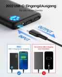 Power Bank, Ultra Slim 10000mAh Powerbank Klein Aber Stark, USB C (Input & Output), Handyakkus Triple 3A