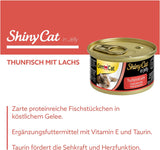 GimCat ShinyCat in Jelly Thunfisch mit Lachs - Nassfutter mit Fisch und Taurin für Katzen - 24 Dosen (24 x 70 g)