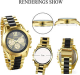 Herren Armbanduhr, Analog Quarz, Business Casual Edelstahl Armband Uhr mit Römischen Ziffern Zifferblatt, Gold Schwarz Blau Weiss ÖZENSAAT