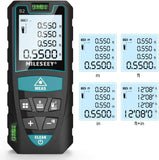 Laser Entfernungsmesser 50m, Digital Wasserwaage Distanzmessgerät & LCD Hintergrundbeleuchtung 4 Zeilige Digitaldisplay ±2mm Mehreren Messmodi, Handschlaufe & 2 Batterien