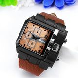 Herrenuhr Analog Quarz Casual Armbanduhr Männer Leder Armband Militäruhr Sport Uhr mit Groß Quadrat Zifferblatt Geschenk ÖZENSAAT