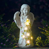 Fairy Engel Figur Gartendeko Solar Gartenfiguren für Außen,mit 6 LED Solarleuchten, Wasserdichte Garten Deko